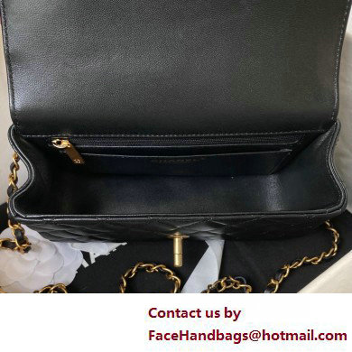 Chanel Lambskin, Strass  &  Gold-Tone Metal Small Flap Bag with Top Handle AS4362 Black 2025